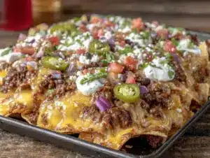 ultimate loaded nacho bar sheet pan for tailgating - featured image